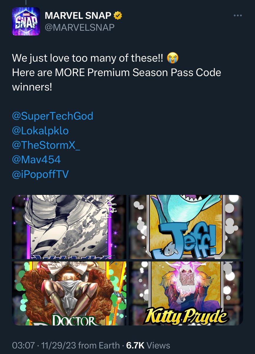 TheStormX_'s tweet photo. I won a Premium Season Pass because of my beautiful Dr. Doom, but I already have the pass 😐 Idk if there’s anyone out there who doesn’t have it, but if there is, RT this and follow me on Twitch and I’ll pick a winner on Friday, Dec 1st
https://t.co/yhwZFMTdVI https://t.co/ydcrEX17s1