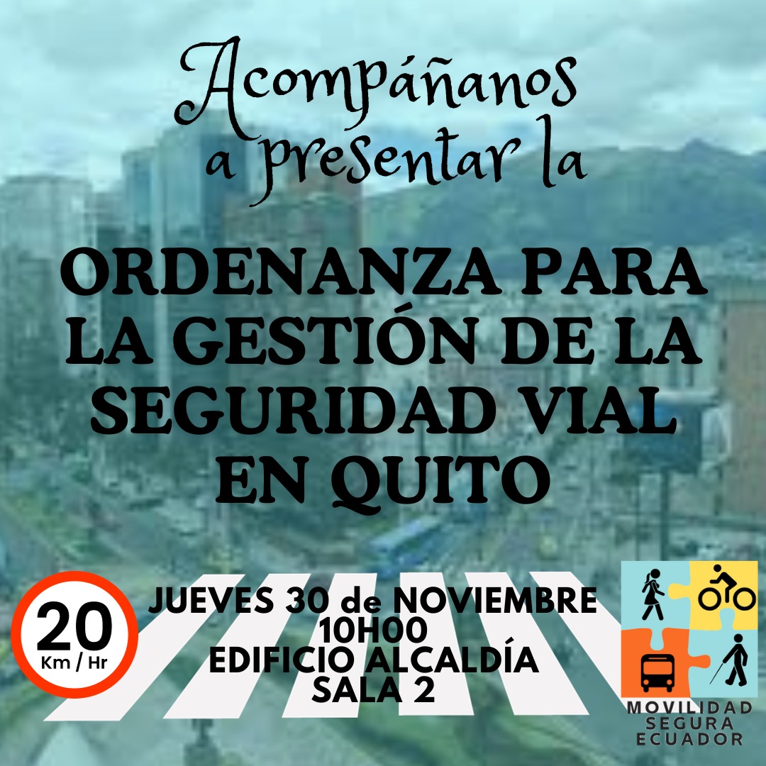 movseguraec's tweet photo. MAÑANA: Como parte de sus aportes como Sociedad Civil hemos discutido un texto de #ordenanza "Para la Gestión de la Seguridad Vial" en #Quito 

Será entregada al concejal @WilsonMerinoR  para su posterior discusión en el @ConcejoQuito 

 #movilidadsegura #reglamentoporlavidaya https://t.co/yuTrHGWWVg