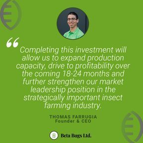 'Completing this investment will allow us to expand production capacity, drive to profitability over the coming 18-24 months...' 
Read all about our recent investment news 🙌👇
betabugs.uk/beta-bugs-secu… 
#FundingNews #TechNews #InvestmentNews #Startup #InsectFarming #VentureCapital