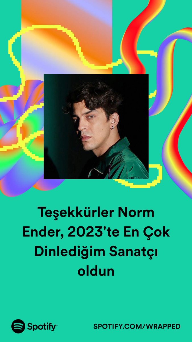 Norm Ender, harika müziklerin için teşekkürler. Bu yıl Sadece Dinle şarkısını dinlemeye doyamadım. #SpotifyWrapped  ⁦<a href="/NormEnder/">Norm Ender</a>⁩  open.spotify.com/artist/3S6gaE8…