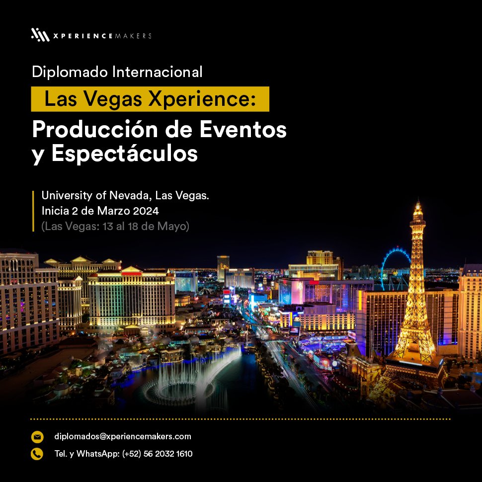 Certifícate en Producción de Eventos y Espectáculos en la Universidad de Nevada, EE. UU. ✨ 

De $𝟯,𝟯𝟵𝟬 𝗨𝗦𝗗 pagarás $𝟮,𝟵𝟵𝟬 𝗨𝗦𝗗 a 5 pagos diferidos hasta el 1ro de diciembre 🤩

Vive una experiencia única en Las Vegas. 😎

Ver más: mtr.cool/odbyoaecnk