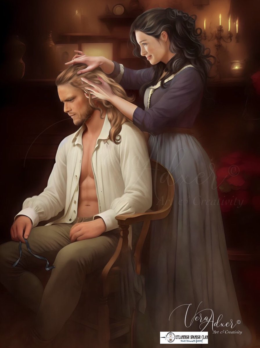 <a href="/TallShipProds/">Maril Davis</a> @TheMattBRoberts <a href="/Writer_DG/">Diana Gabaldon</a> 
There’s a scene all #Outlander readers are missing and appears more than once in the last books. Need to see #ClaireFraser branding #JamieFraser hair in #OutlanderSeason8 
I asked the amazing <a href="/VeraAdxer_Art/">🐦⚜️Forastera’s⚜️🐦</a> to illustrate the scene.🙏🏻🙏🏻