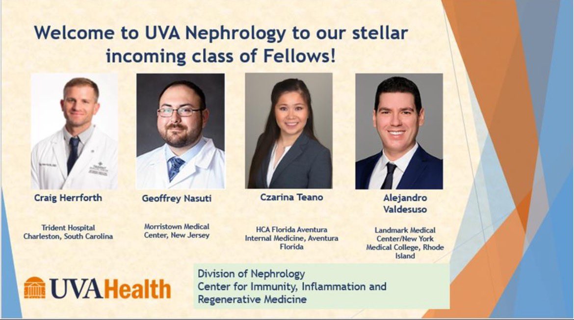 We are beyond excited to welcome our stellar incoming class of @UVANeph fellows! Congratulations and welcome aboard 🎉@MarkOkusa @UvaDOM