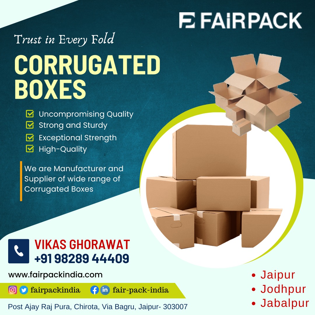 fairpackindia's tweet image. Corrugated Boxes : Trust in Every Fold
Our premium corrugated boxes are tailor-made to meet your packaging needs and ensure your items reach their destination in pristine condition.

 +91 98289 44409 
 fairpackindia.com

#CustomPackagingBoxes #Packagingboxes #highquality