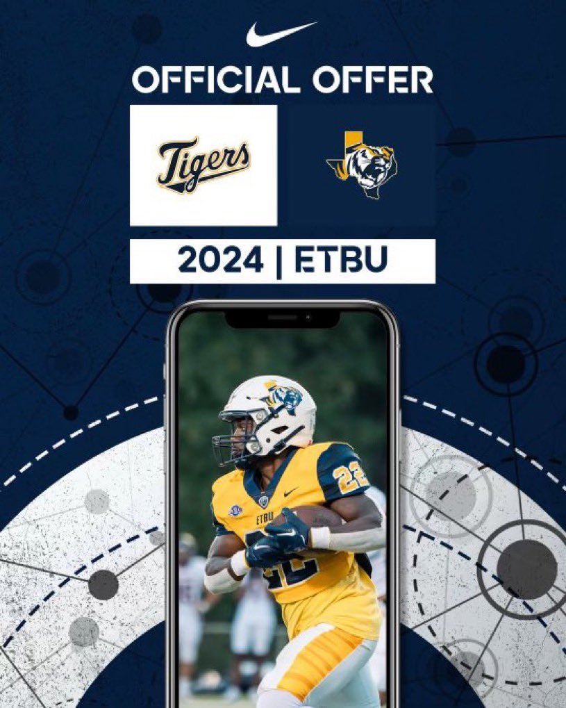 Blessed to receive an offer from <a href="/ETBU_Football/">ETBU Football</a> to be able to continue my athletic career!

<a href="/ETBUCoachRu/">Coach Ruzicka</a> <a href="/ETBUCoachQ/">Coach Q</a> <a href="/KLEINCAINFB/">Klein Cain Football</a> <a href="/Coach_CPorter/">Chase Porter</a> <a href="/COACHJCLANCY/">James Clancy</a> <a href="/CoachMConrad/">Michael Conrad</a>