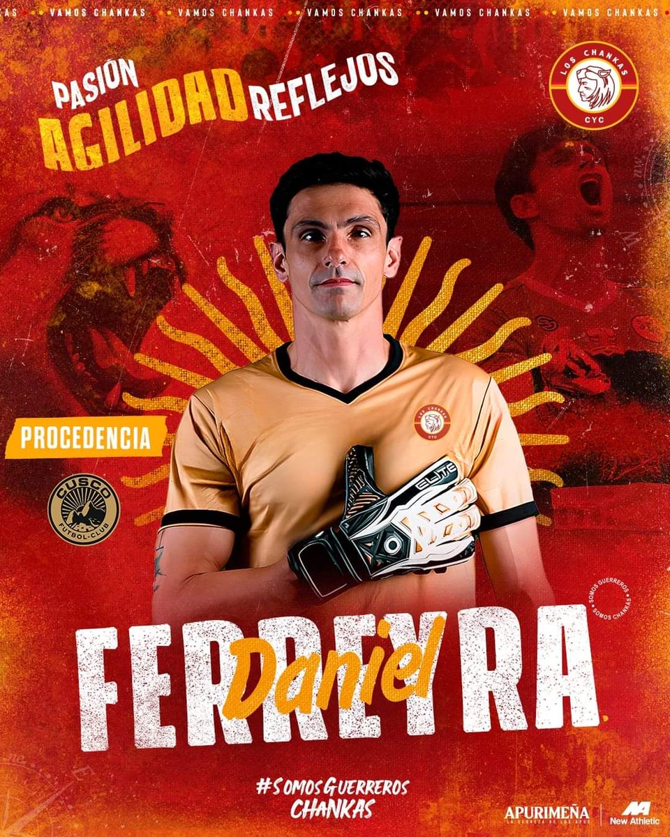 #MercadoAXEM 🇵🇪
Daniel Ferreyra (<a href="/dandresferreyra/">Daniel Ferreyra</a>) es nuevo jugador del ascendido <a href="/LosChankasCYC/">Los Chankas CYC</a>. El arquero llega libre desde #CuscoFC.