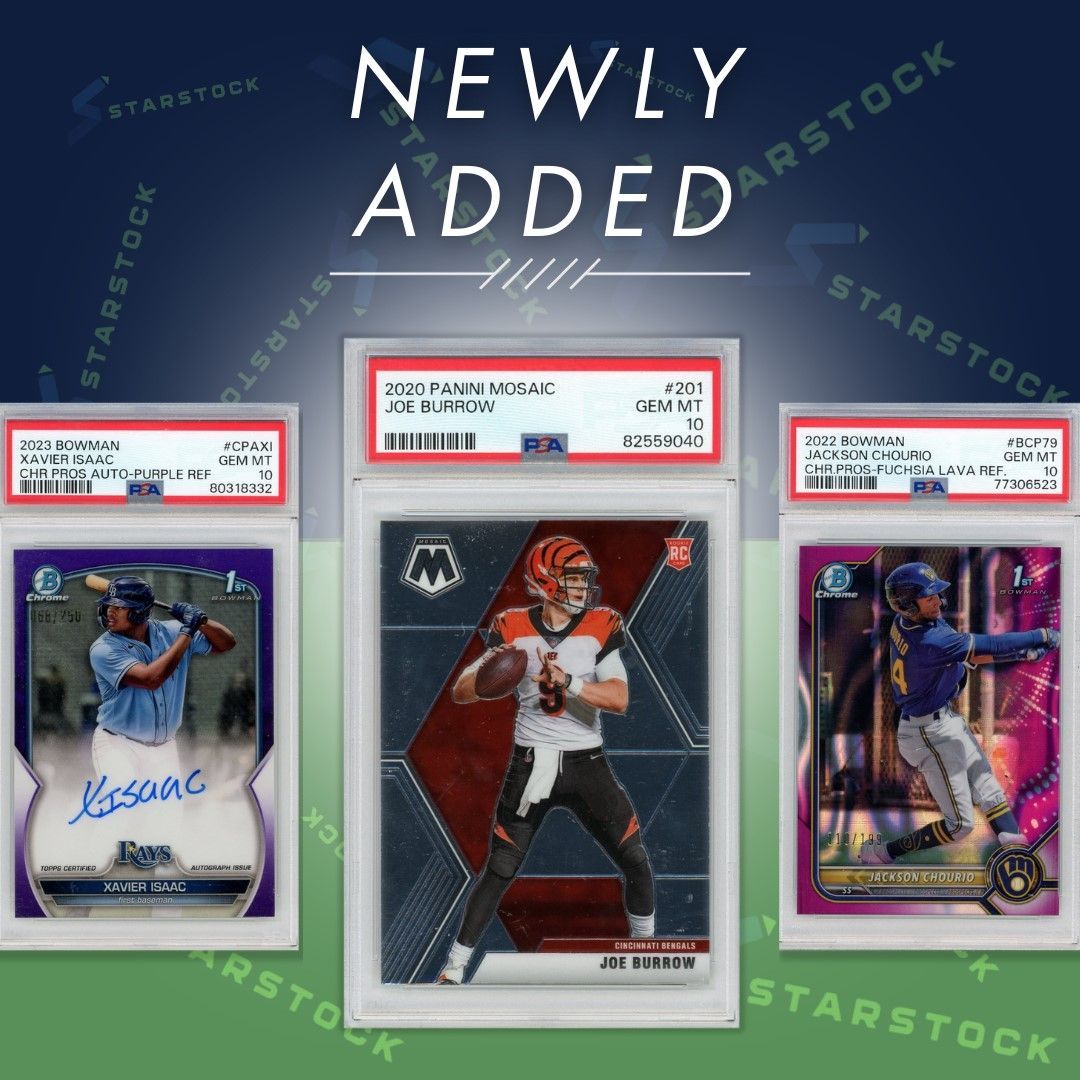 Check out these new additions to the Starstock Vault! Remember we are currently accepting both Graded Cards & Sealed Wax. Need help valuing your cards? Selling your cards? Getting your cards graded? We can help with all of that... Email whiteglove@starstock.com to get started!