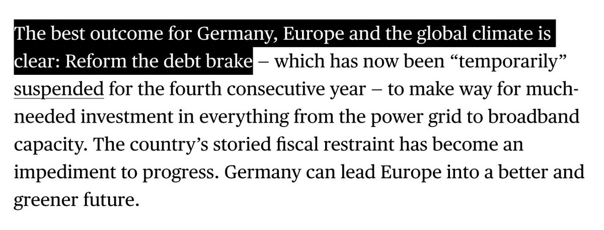 Oh, das Editorial Board von <a href="/Bloomberg/">Bloomberg</a> ist ebenfalls der Ansicht, dass unsere Schuldenbremse Unsinn ist und Deutschland sich selbst stranguliert.

Aber von solchen marxistischen Schmierfinken lassen wir uns nicht reinreden! 🇩🇪

bloomberg.com/opinion/articl…