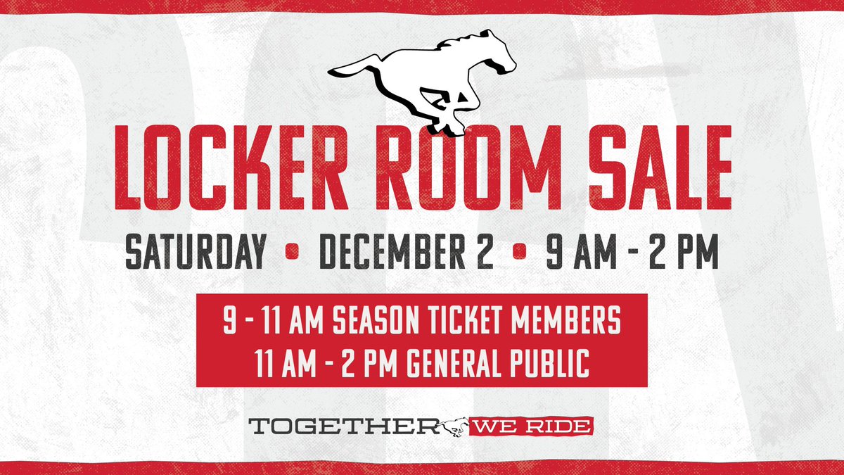 🧵 The annual Locker-Room Sale at McMahon Stadium returns on Saturday, Dec. 2 from 9 a.m. to 2 p.m.!