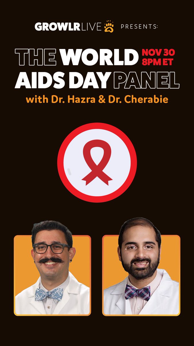 Join ⁦<a href="/AnuHazraMD/">Anu Hazra</a>⁩ and myself for a #WorldAIDSDay chat tomorrow at 8pm ET on ⁦<a href="/Growlr/">@growlr</a>⁩ app, who always do such a wonderful job getting info to the LGBT+ and Bear communities.