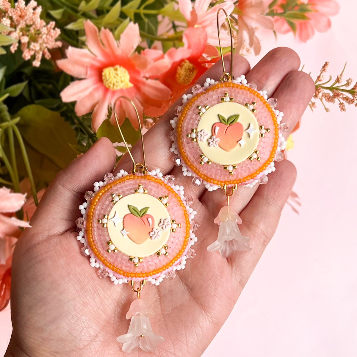 peach ring earrings! 🍑🌸✨🌿