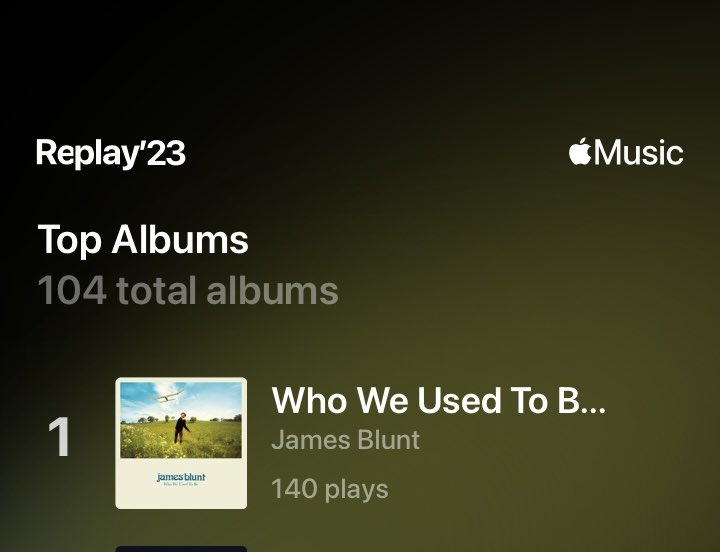 Nikkig_87's tweet photo. Apparently I must have listened to @JamesBlunt new album just a few times since its release….  #AppleMusicReplay2023 https://t.co/LG5OYGoI3H