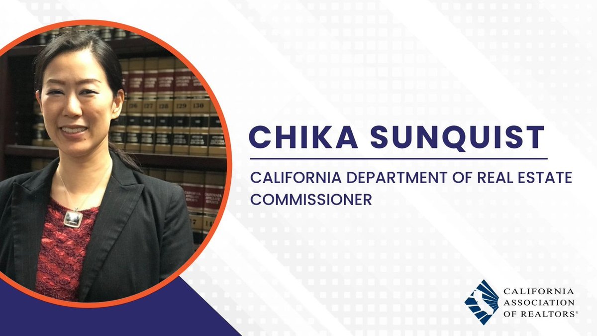 CARgovaffairs's tweet photo. .@CAREALTORS congratulate Chika Sunquist on her appointment as @CA_DRE Commissioner. We look forward to working with her to ensure real estate licensees thrive and consumers are protected.

Full statement ⬇️
https://t.co/ZVgKSie9wx https://t.co/TYGN9bH7JL