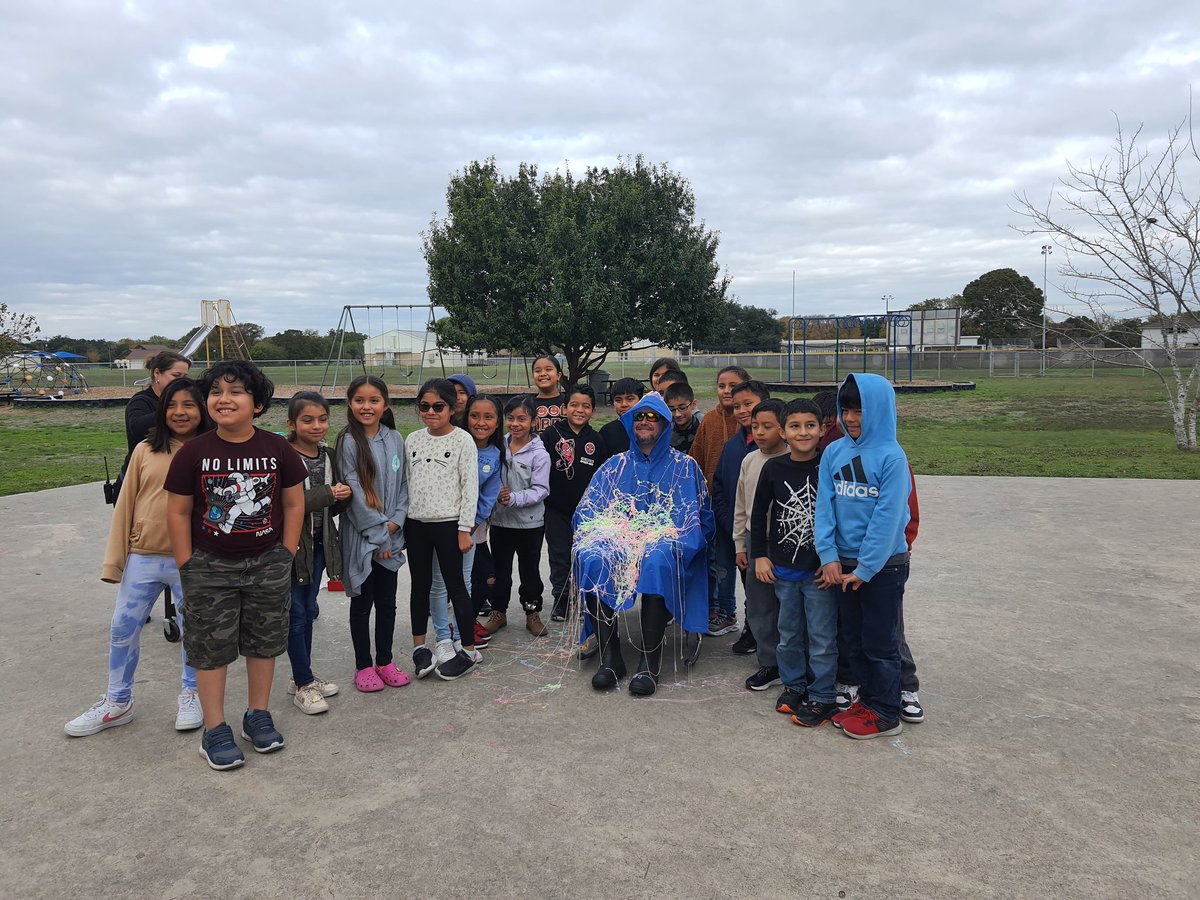 When our grade level gets the highest attendance rate we get to sily string our principal. My students had a blast spraying Mr. Miller. <a href="/NavarroLISD/">Navarro Elementary</a>