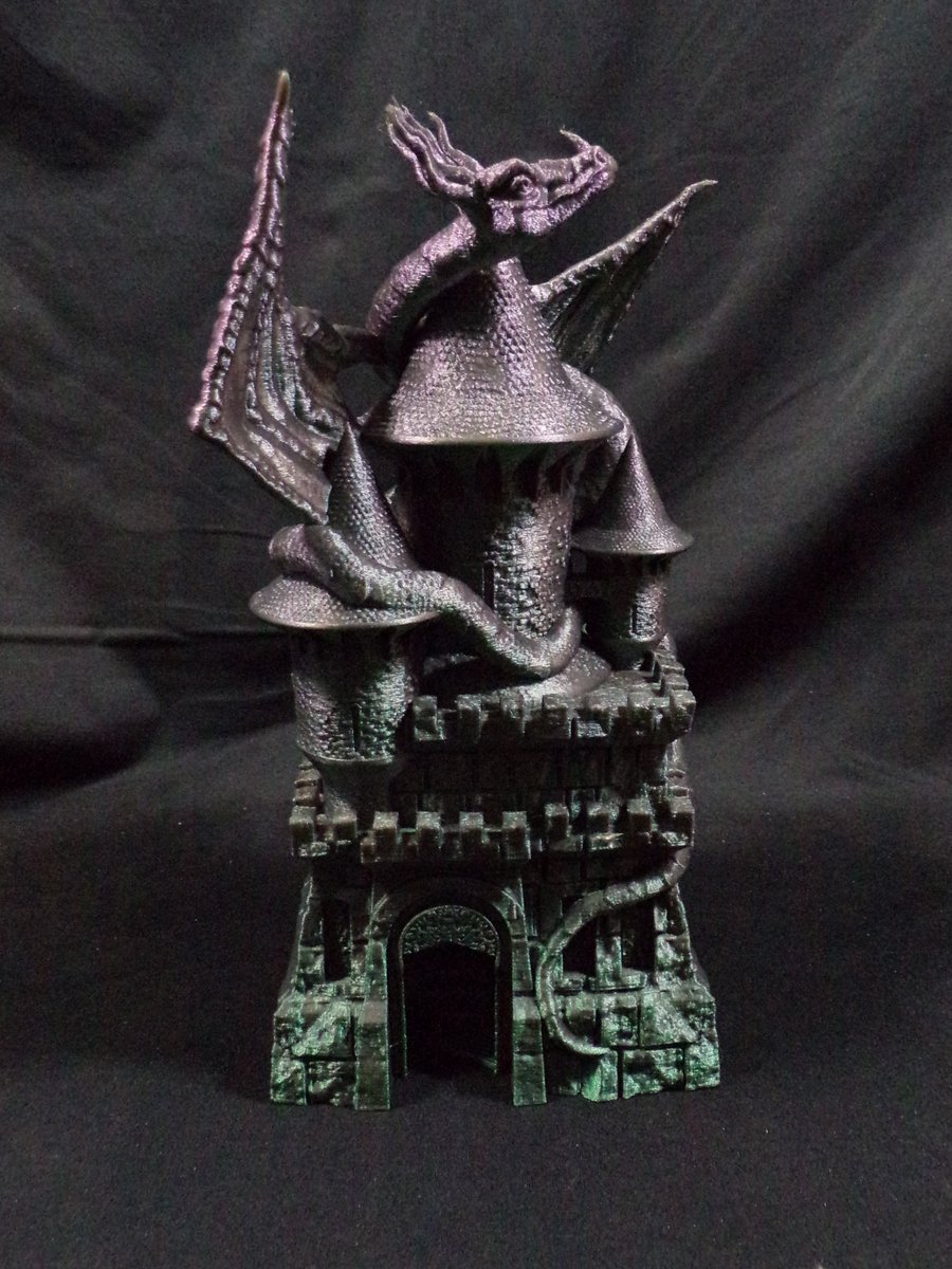 Made this for a friend!  It's a Christmas present for her boyfriend.  The filament is purple to green. My photography doesn't do it justice. Design by the epic @FatesEndGames.  Give the gift of D&D this holiday! 🤣
#dicetower #3dprinting #holidaygifts #smallbusiness #nerdy #DnD