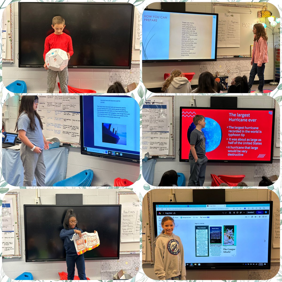 instruct2learn's tweet image. 5th grade 🎯students presented their culminating projects from our survivor unit today. We had Bloom balls, brochures, PowerPoints, books, and posters - to name a few products. We also enjoyed playing the student created gimkits to review what we learned! @VaughanRockets @CobbAlp