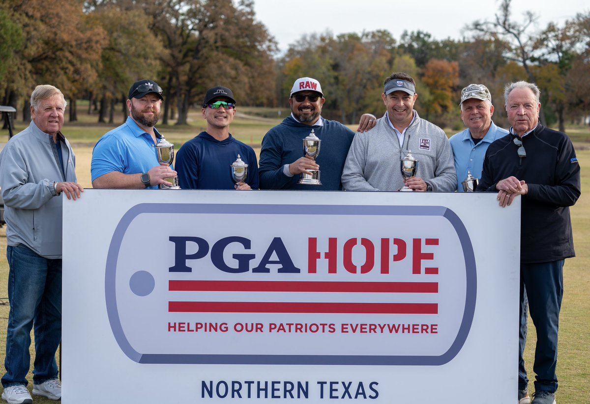 NTXPGA's tweet photo. It was a great day at the 2023 NTPGA HOPE Cup. 

Congratulations to the champions, they will be playing for a national championship in Louisville, KY in 2024!👏🏆

Thank you to our veterans for always making this event memorable!🇺🇸

#ntpga | #PGAHOPE https://t.co/haBjO0sTxS