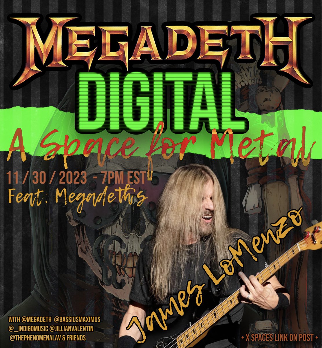 Liked today’s space? Well you’re not gonna wanna miss this one…. 
We might be dropping some alpha 👀

💀Set your reminders, it’s gonna be a good one! 🤘

⬇️🎸⬇️
x.com/i/spaces/1DXxy…

#MegadethDigital #Megadeth