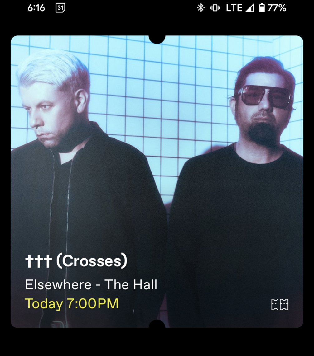 firebat_28's tweet photo. Anyone want crosses tickets for tonight at elsewhere in Brooklyn? I have 2tix up for sale #crossesmusic #elsewhere #chino #deftones #teamsleep #concert #forsale https://t.co/v2WWcD9yrM