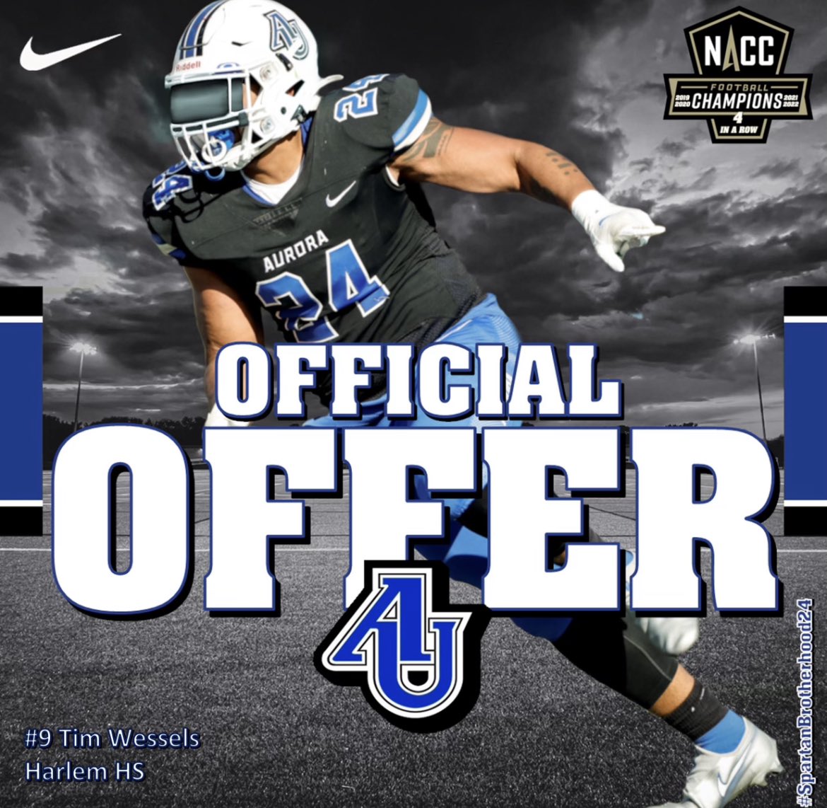 Tim Wessels (@twessels045) on Twitter photo Blessed to receive an offer to play for <a href="/AU_SpartanFB/">Aurora University Football</a> <a href="/DonBeebeNFL/">Don Beebe</a> <a href="/AUCoachZim/">J.T. Zimmerman</a> Blessed to receive an offer to play for <a href="/AU_SpartanFB/">Aurora University Football</a> <a href="/DonBeebeNFL/">Don Beebe</a> <a href="/AUCoachZim/">J.T. Zimmerman</a>