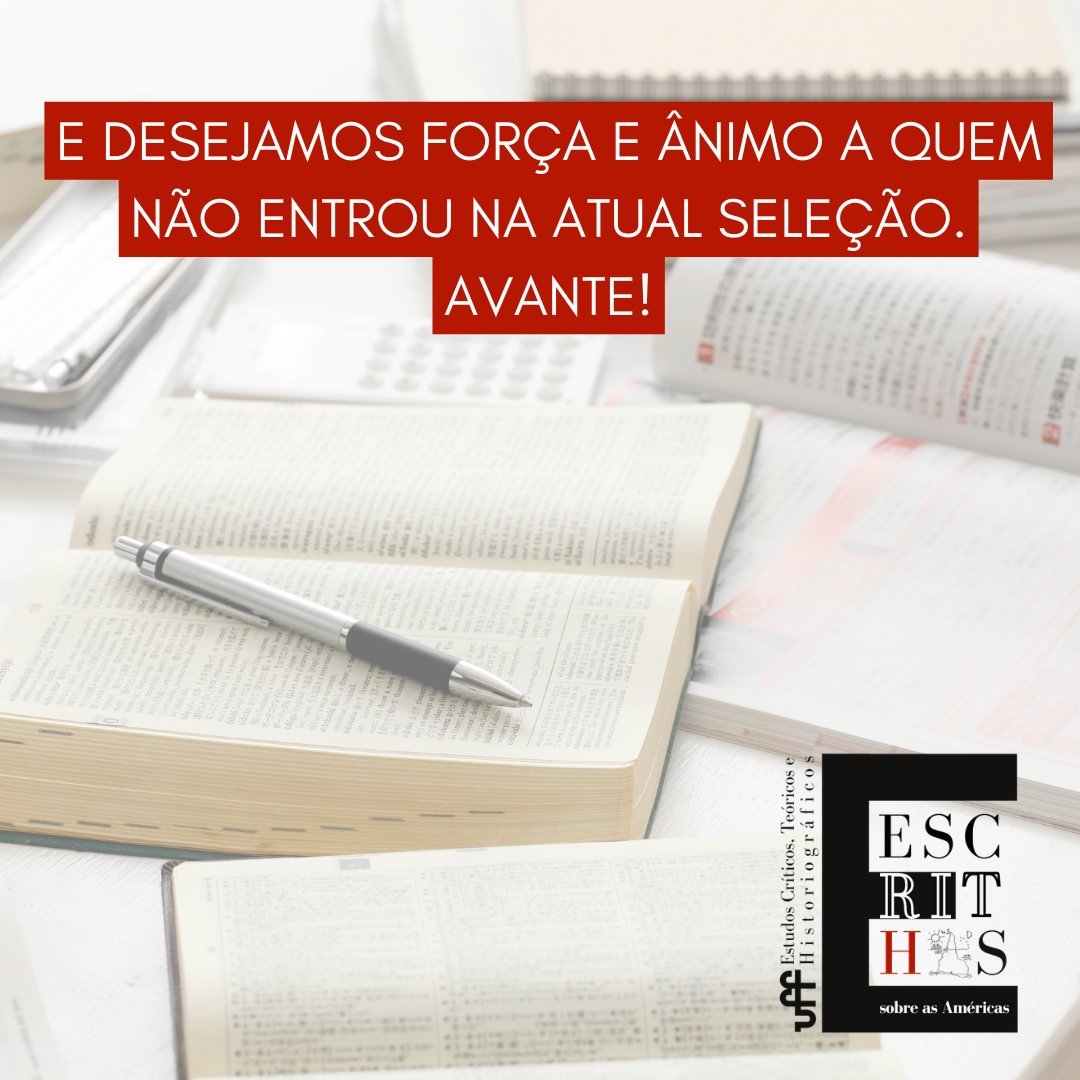 Foram divulgados hoje os resultados da seleção do Mestrado e Doutorado do Programa de Pós-Graduação em História da UFF.

O ESCRITHAS parabeniza as aprovadas e aprovados e deseja força e ânimo aos que, desta vez, não foram selecionados.

❤️