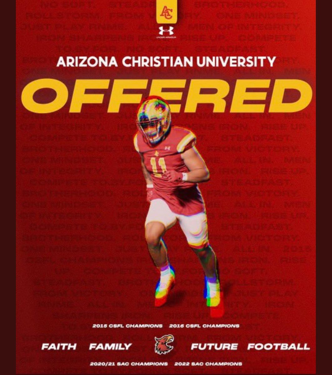 Just had a great conversation with @CoachM_Justin I’m excited to have received my 8th offer from Arizona Christian University thank you! @litten_andy @WClay99 @VaughanCoach @PVUSDATHLETICS @hzfbfamily @RonTBAOL @KelleyBeMoore @JeffBowenACU @CoachHarrisACU