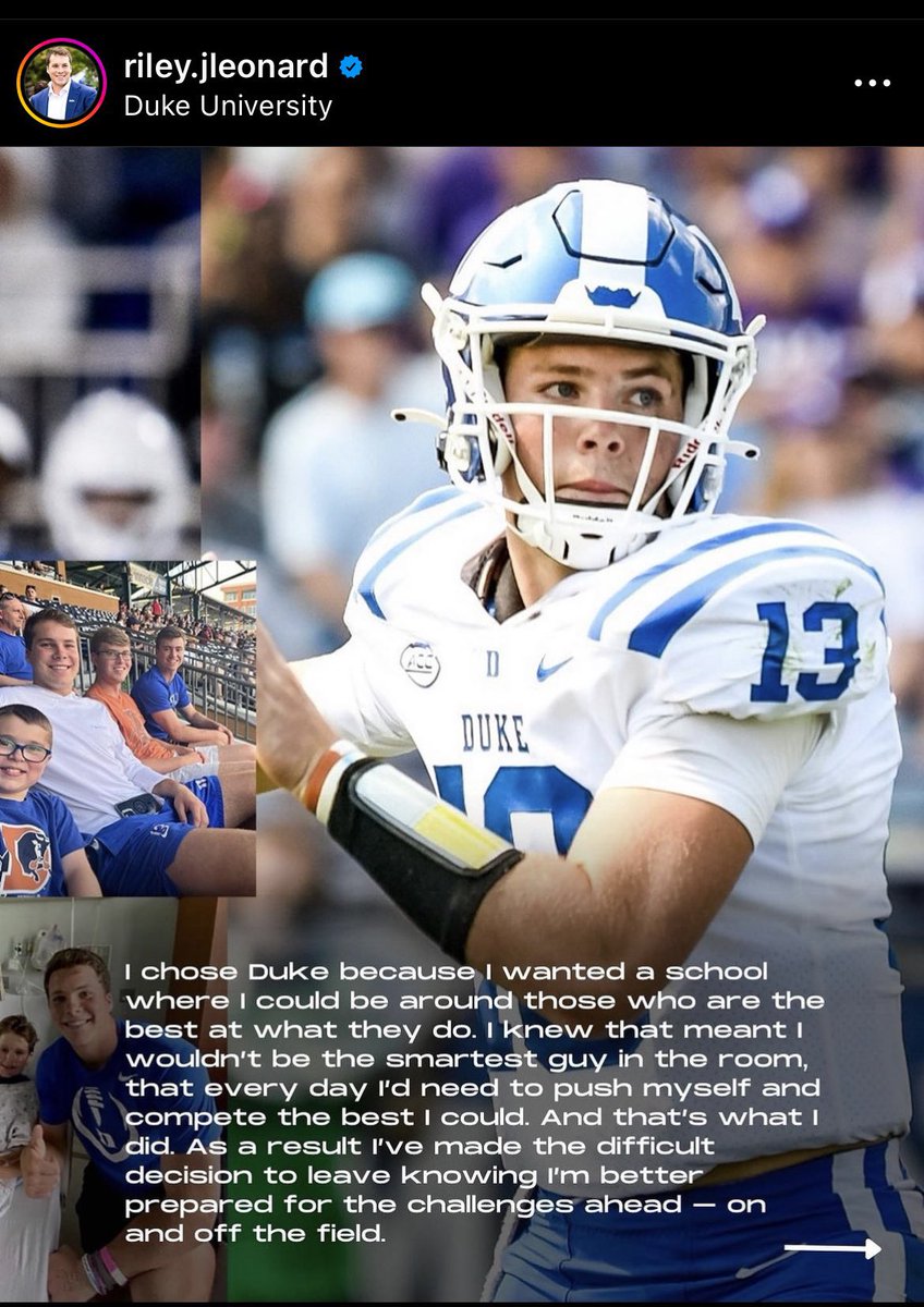 BlueDevils's tweet photo. Phenomenal transfer post from Riley Leonard.

Best of luck 13, @rileyleonard13_‼️ https://t.co/LFmXKdU5OU