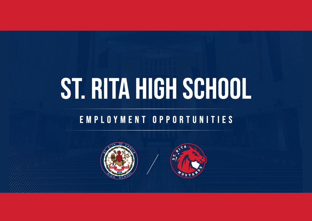 StRitaHS's tweet image. NEW JOB OPENINGS: We are currently in search of applicants interested in the following St. Rita Athletics coaching positions: 

- Assistant Volleyball Coach
- Assistant Lacrosse Coach
- Assistant Track Coach 

Learn more about these positions here: stritahs.com/employment-opp…