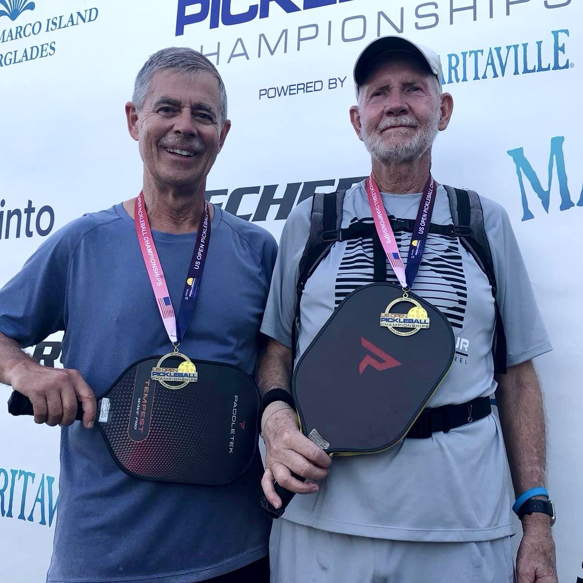 This is John McDaniel. He’s a 75 year old Pickleball player out of Fort Myers, FL. He was recently diagnosed with a rare lung disease, Pulmonary Fibrosis. John uses a portable oxygen concentrator strapped to his back to provide him supplemental oxygen while playing, which he