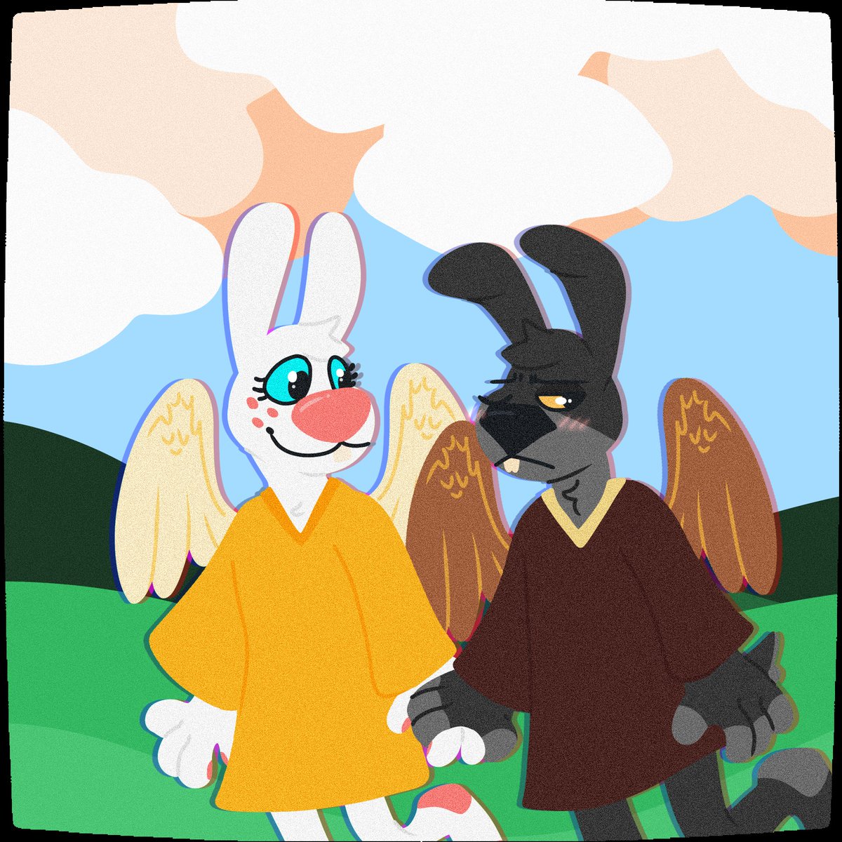 Fun Fact- Angels have no gender so it's always gay! Yippee! 
#angelhare #angelgabby #angelzaggy