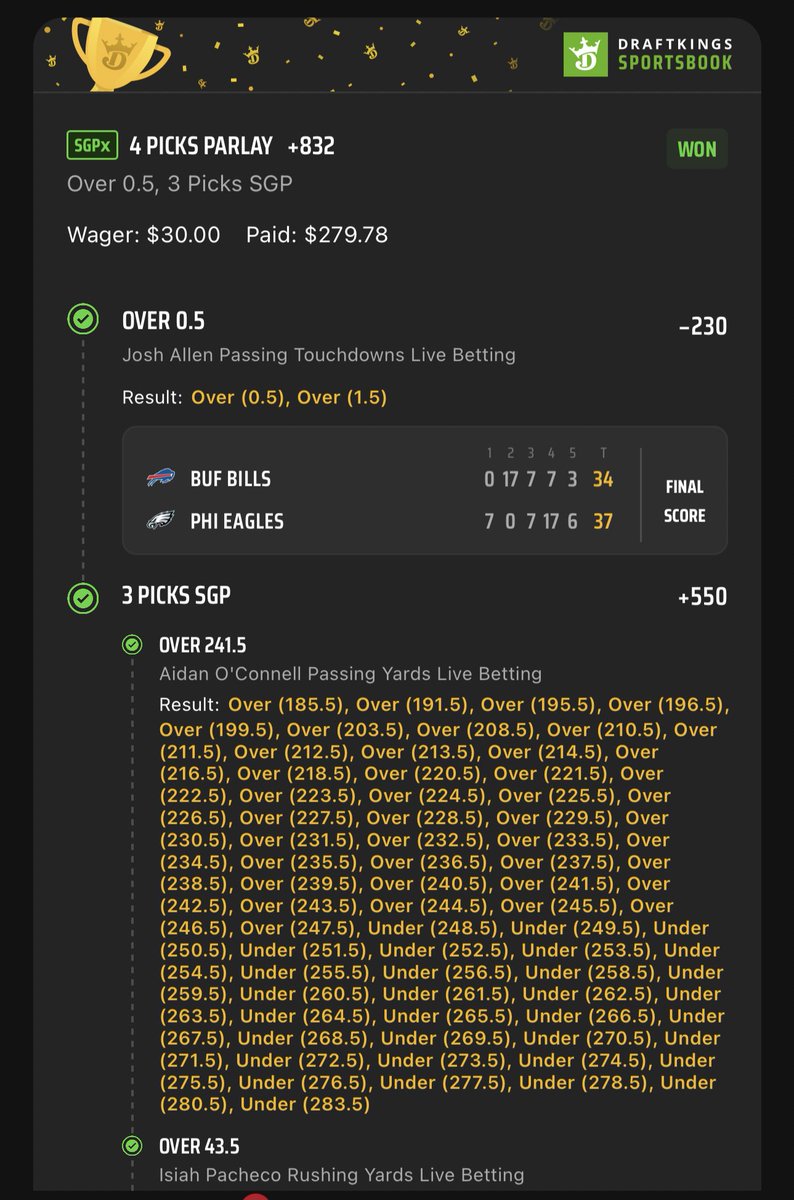 MintsTrades's tweet image. +832 Nfl Parlay✅