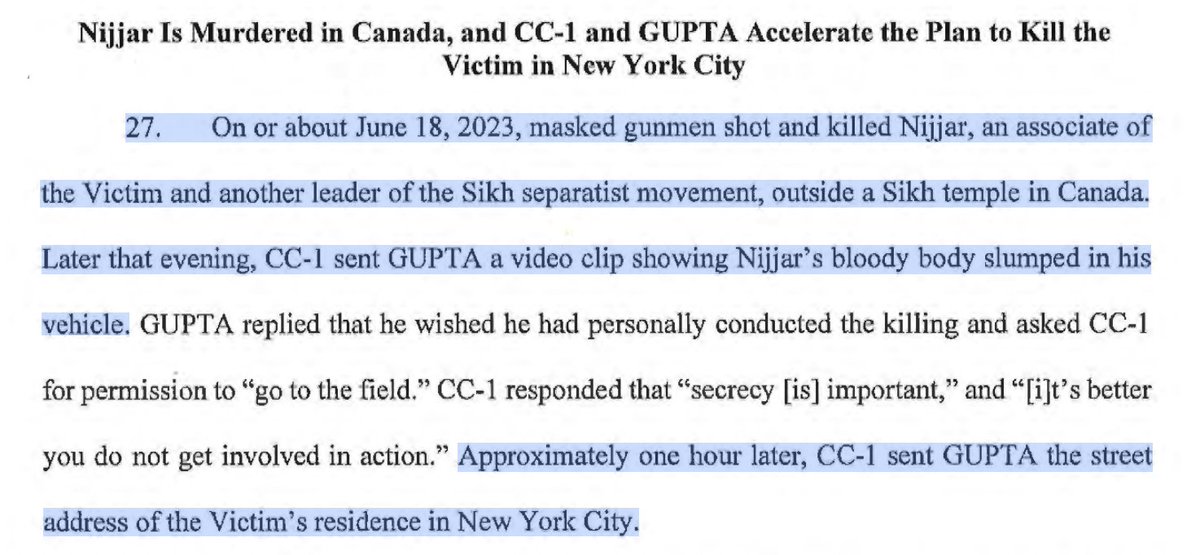 AsiaLens's tweet photo. Amazing detail in the indictment. Hours after the murder of a Sikh activist in Vancouver, the Indian official who allegedly orchestrated the assassination plot in the US sent a video showing the bloody body of the Canadian victim slumped over in his car. https://t.co/ijLJcrt58o
