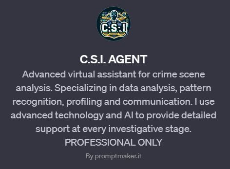 Explore crime scenes like never before with C.S.I. Agent. Details, analysis, insights: all at your chat's reach. 🔍🧬 #ForensicAnalysis #DigitalDetective #GPTStore #GPTs #GPTBuilder #Chatbots #OpenAI #ChatGPT4

buff.ly/49CB3Tk