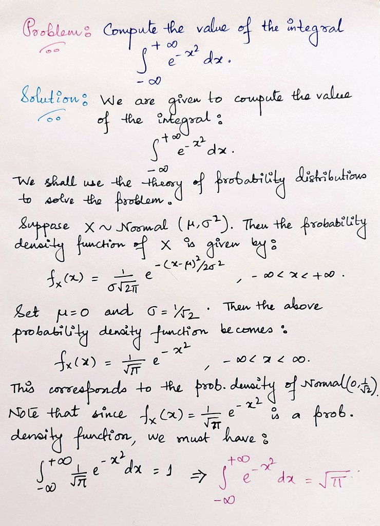 probnstat's tweet image. Computing an integral using the theory of probability distributions.