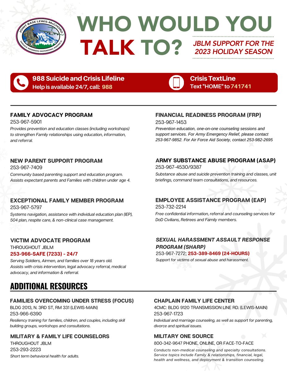 JBLMAFCS's tweet photo. The holidays can be tough, but we're always here to help: https://t.co/V8s4gXX8qY