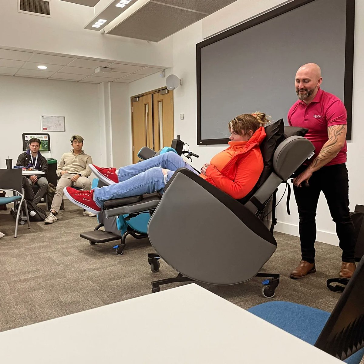 OTsociety_BU (@otsociety_bu) on Twitter photo CareFlex Seating Demonstration; we're very grateful to have met Alex and learned from him in all things good posture and pressure care with having the correct chair! <a href="/CareFlexSeating/">CareFlex Ltd</a> <a href="/bournemouthuni/">Bournemouth Uni</a>
<a href="/hss_bu/">HSS at BU</a> <a href="/Bournemouth_OT/">Bournemouth Uni OT</a> CareFlex Seating Demonstration; we're very grateful to have met Alex and learned from him in all things good posture and pressure care with having the correct chair! <a href="/CareFlexSeating/">CareFlex Ltd</a> <a href="/bournemouthuni/">Bournemouth Uni</a>
<a href="/hss_bu/">HSS at BU</a> <a href="/Bournemouth_OT/">Bournemouth Uni OT</a>