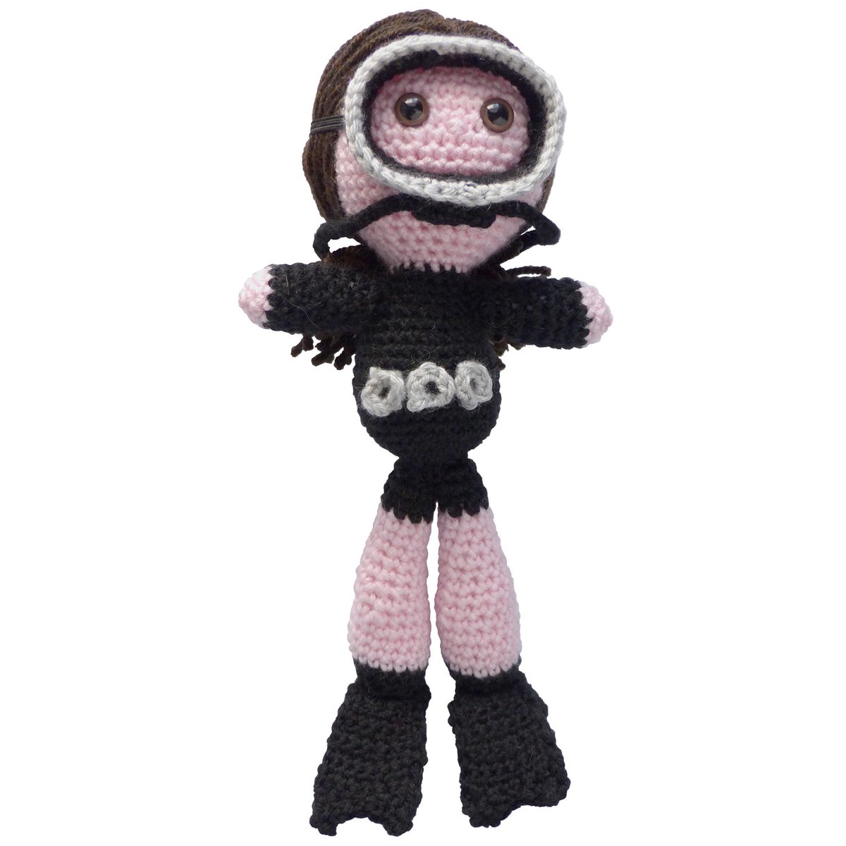 FindingAda's tweet photo. Crochet your own amigurumi ichthyologist! Download our free pattern for Dr Eugenie Clark, complete with face mask, gas tank and weight belt accessories – https://t.co/kSOn8P99Gi and join us on Ravelry https://t.co/rD6yFeJ0Ud #sciencecraft #crochet #womeninSTEM https://t.co/BkAg8GOO3L