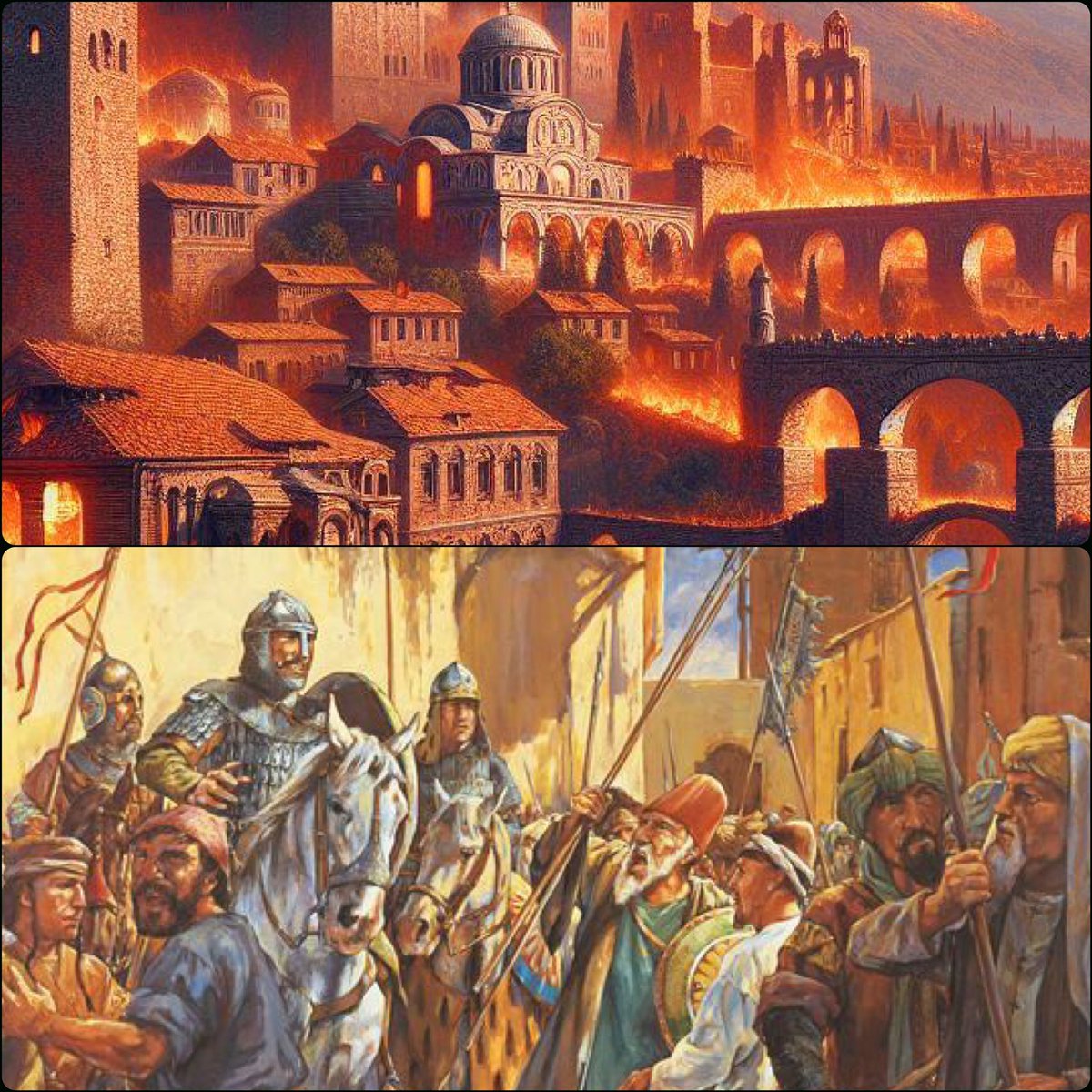 RomeInTheEast's tweet photo. In 1341 the Roman city of Trebizond in Anatolia, capital of the independent Empire of Trebizond, was raided by the Ak Koyunlu Turks:

Michael Panaretos, a 14th century contemporary, described it: The “Turks came here &amp; the Romans were routed without even putting up a fight &amp; many… https://t.co/Oq6y87u4ir
