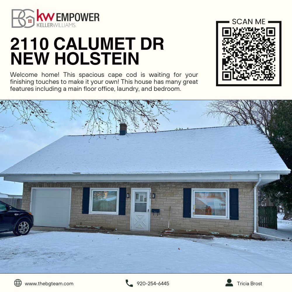 ‼️NEW LISTING: 2110 Calumet Dr New Holstein‼️

List Price: $82,000
3 Bedrooms
2 Bathroom
Est. Total Sq. Ft.: 1,625

For inquiries, you may text or call:
Tricia Brost, BROKER ASSOCIATE® | 920-254-6445

#TheBrostGroup #kwempower #justlisted #justlistedhomes #newlisting