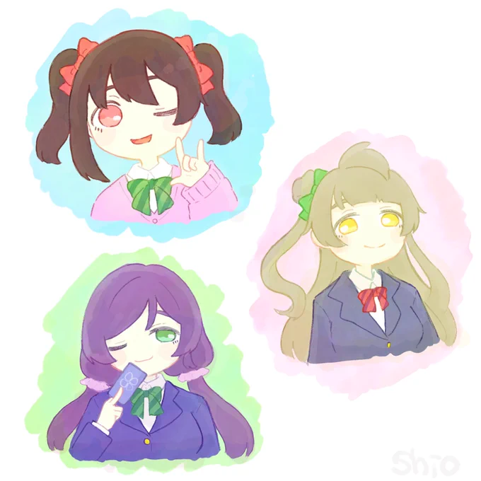 fresco練習。手癖で描けるくらい昔かきまくってたにことりと、なんとなく描きたくなったのんたん 。久しぶりに描いたわぞ。