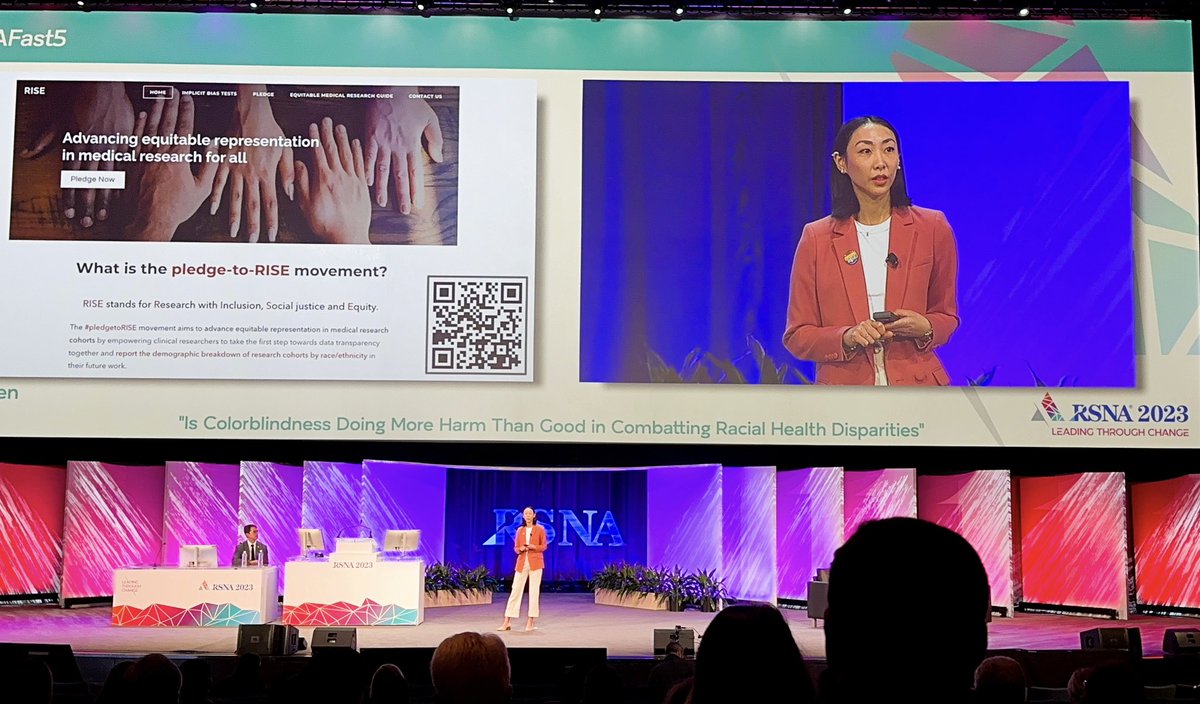 Incredibly grateful for the opportunity to advocate for the #HealthEquity of racial minorities at #RSNA23 ! The 1️⃣st step to #colorconscious medical research is to report the racial/ethnic breakdown of research cohorts in your demographics table ✅🤝 #TogetherWeCan #LetsDoGood