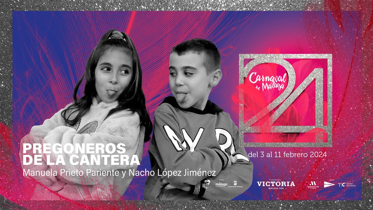 🎉🎊 ¡Seguimos conociendo a nuestros protagonistas!

😃😍¡Nos encanta poder anunciar que.... Manuela Prieto y Nacho López serán los pregoneros de la cantera! #CarnavalMLG

¡Os esperamos con ganas!