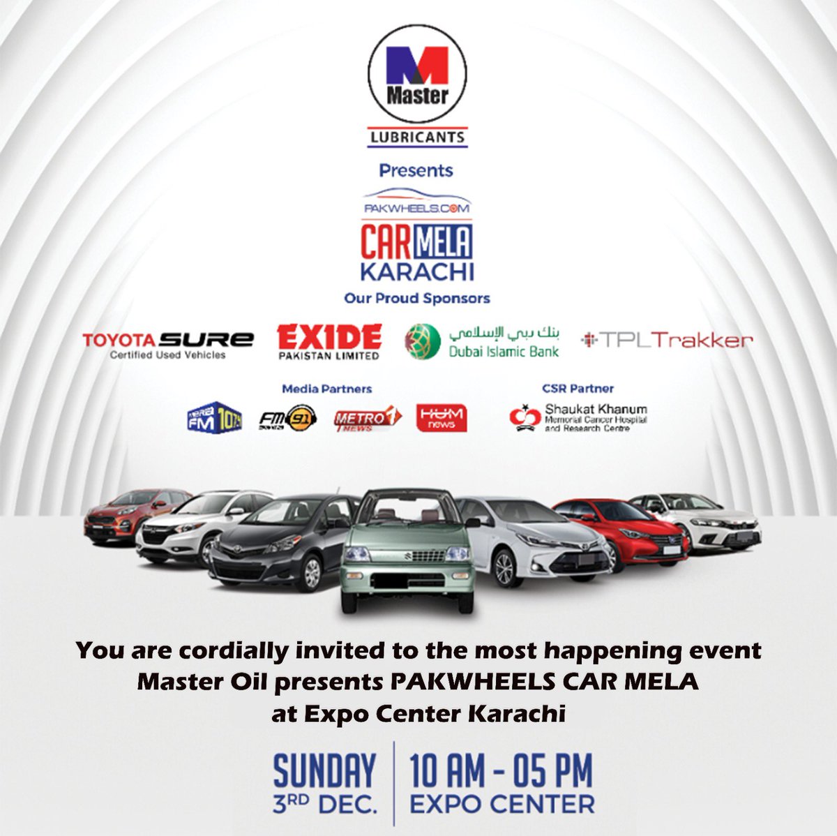 TabishJaved1981's tweet photo. All in Karachi, Do visit the Master Oil Booth at the Car Mela at the Expo Center Hall 6 on Sunday Dec 3rd https://t.co/CiBnOdHP0c