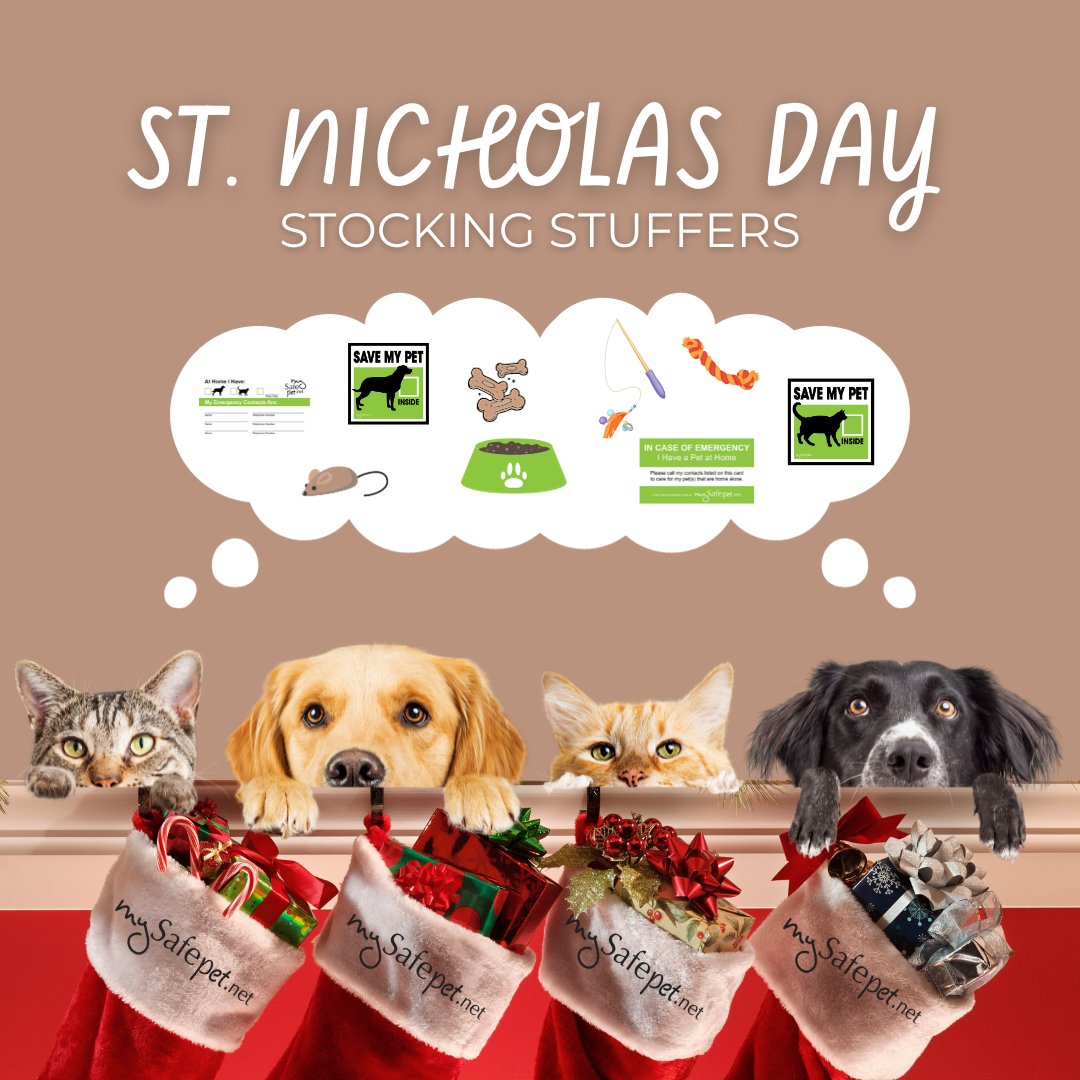 MySafePetNet's tweet image. Deck the Paws with Safety for #StNicksDay! 🎅

Stuff #stockings with #PeaceOfMind by gifting our Emergency Contact Wallet Cards and SAVE MY PET Window Clings. Perfect #StockingStuffers for the #PetParents in your life! 

🌐Visit mysafepet.net and use #PromoCode [BOGO]!