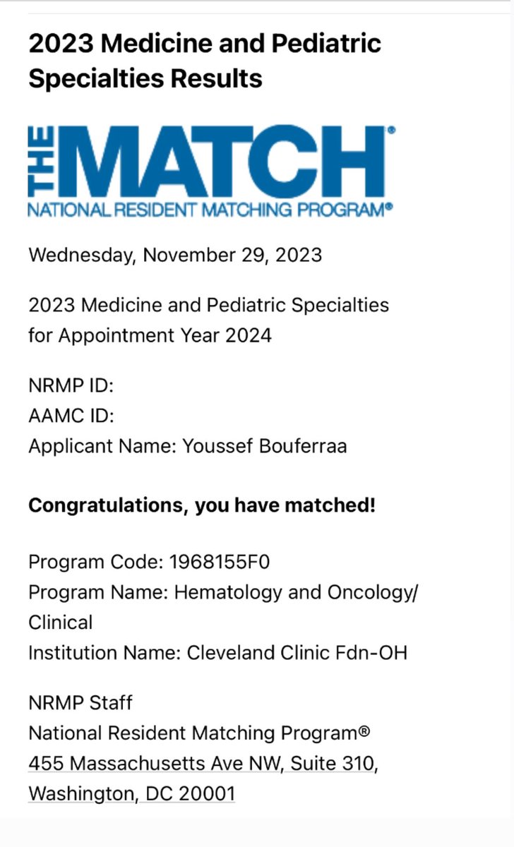 Beyond excited to match in Hematology-Oncology fellowship at Cleveland Clinic 🦀 A dream came true!! @ccfhemonc @ClevelandClinic @CCF_IMCHIEFS