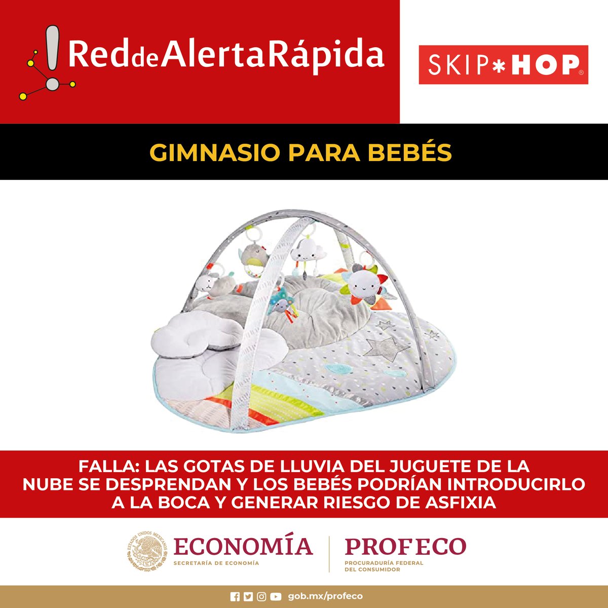 Profeco's tweet photo. 📢 #AlertaRápida | 🔴#SkipHop informa sobre el llamado a revisión para los gimnasios para bebés, modelo Skip Hop Silver lining cloud activity GYM 307150
🗓️ La campaña tiene una vigencia al 09 de febrero de 2024.
🔎Consulta todos los detalles: https://t.co/sx8eLq587Q https://t.co/XP8mFIDHXT