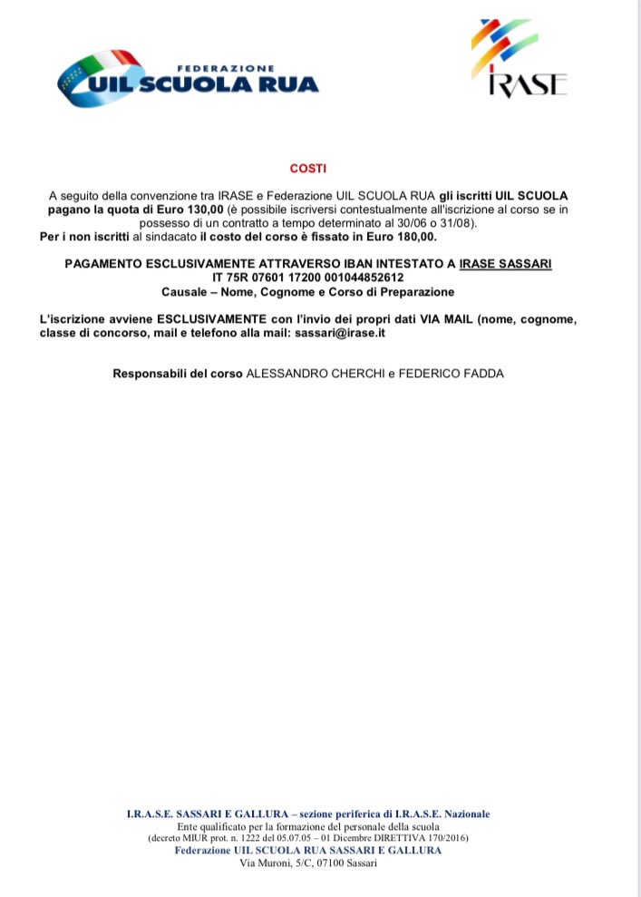 La UIL Scuola sta organizzando un corso di preparazione al concorso scuola a cattedra per posti comuni e di sostegno. Per chi fosse interessato, contatti gli organizzatori che trova in locandina. Buono studio 🤗🤗