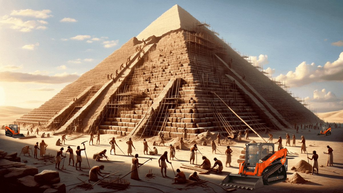 GP_Kubota's tweet photo. History twist: Kubota SVL97-2, the Pyramids' secret tool. Pharaohs loved to Keep It Orange with Kubota! 😉 https://t.co/oOX6HSH0ZI