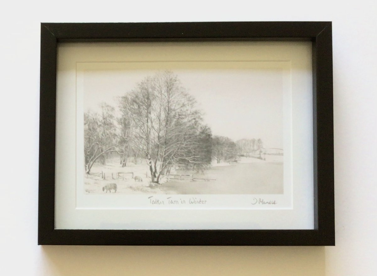 Excited to share the latest addition to my #etsy shop: Talkin Tarn in Winter etsy.me/3GmYcfa #framed #landscapescenery #pencildrawing #artprints #art #framedprints #christmas #xmasgifts #cumbria #winterlandscape #talkintarn