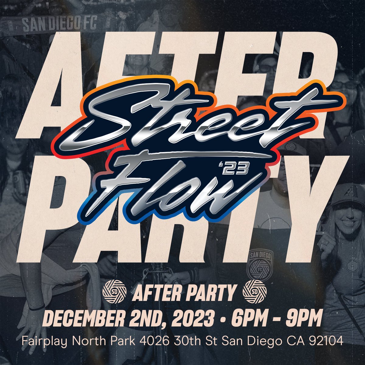 SDFCJerry's tweet image. Make it a full day out. Join us for the #StreetFlow after party at @FairplayNp on December 2nd. Drink Specials and more! 🍻